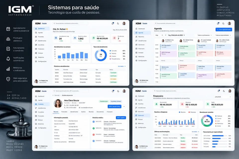 Sistema para clínicas e consultórios com agenda, prontuário e financeiro criado pela IGM